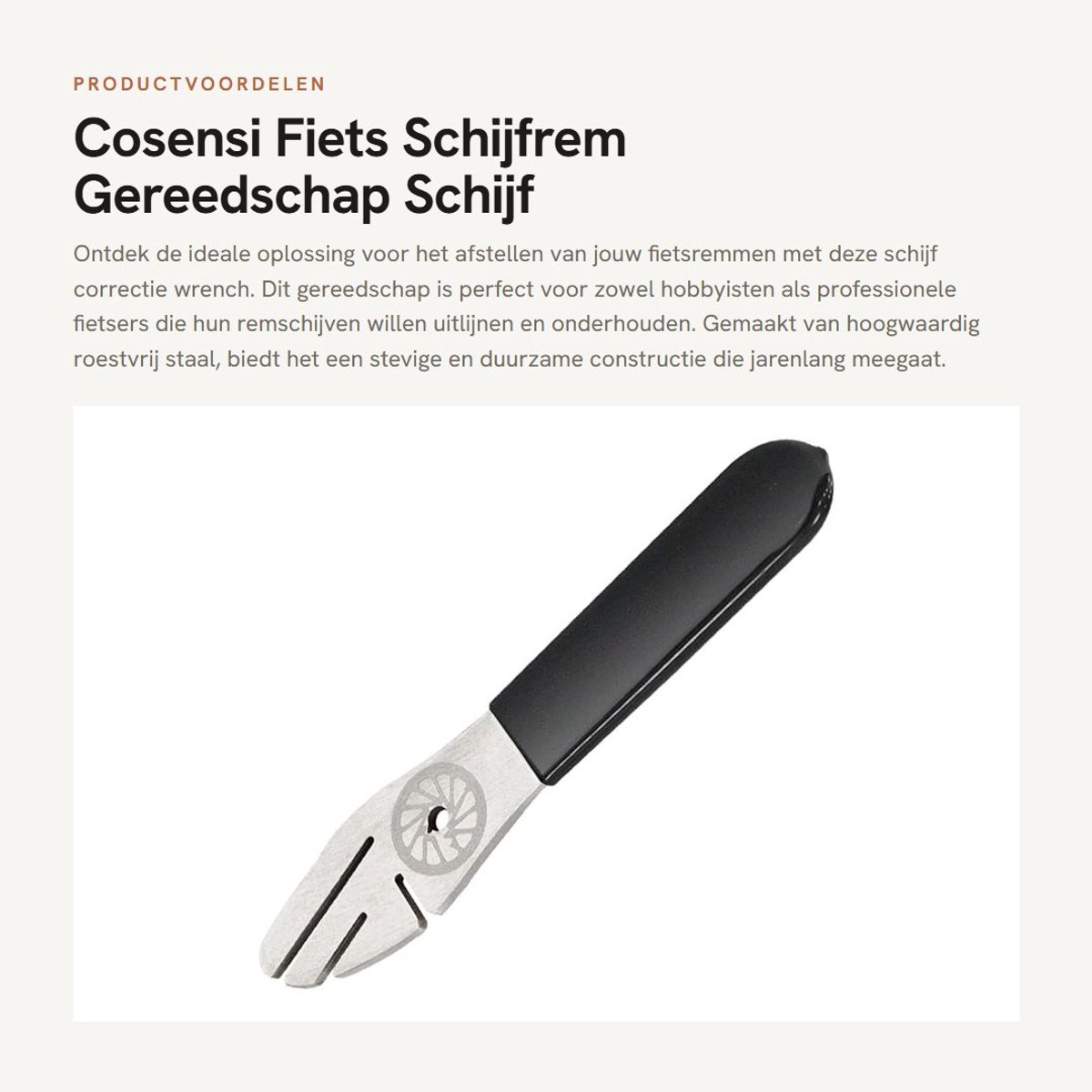 Dailygoods- Schijfremtool Hoogwaardig Roestvrij Staal - Fiets Gereedschap - Rem Rotor Uitlijning - Comfortabele Grip - 168mm Lengte - Duurzaam Materiaal - Remschijftool