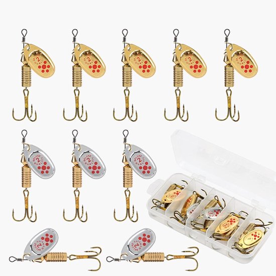 Fishing Spinner Bait - 10 Stuks, Spinner Baits Metalen Kunstaas Voor Baars, Hoogreflecterende Uitrusting Met Drie Haken Voor Offshore Rivieren Meren Watersport — afbeelding 4