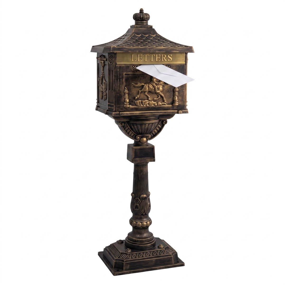 Engelse brievenbus - 118x41x29 cm - staand - brons