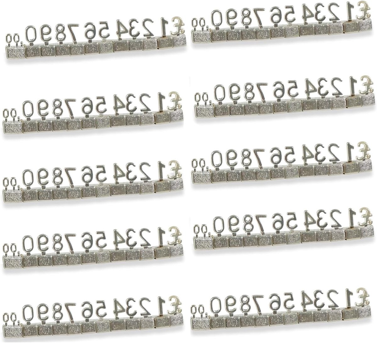 50 Stuks Digitale Prijskaartjes 3D Metalen Rekken Verstelbare Prijs Kubus Kit voor Winkel Display, Sieraden en Horloge Etiketten in Zilver