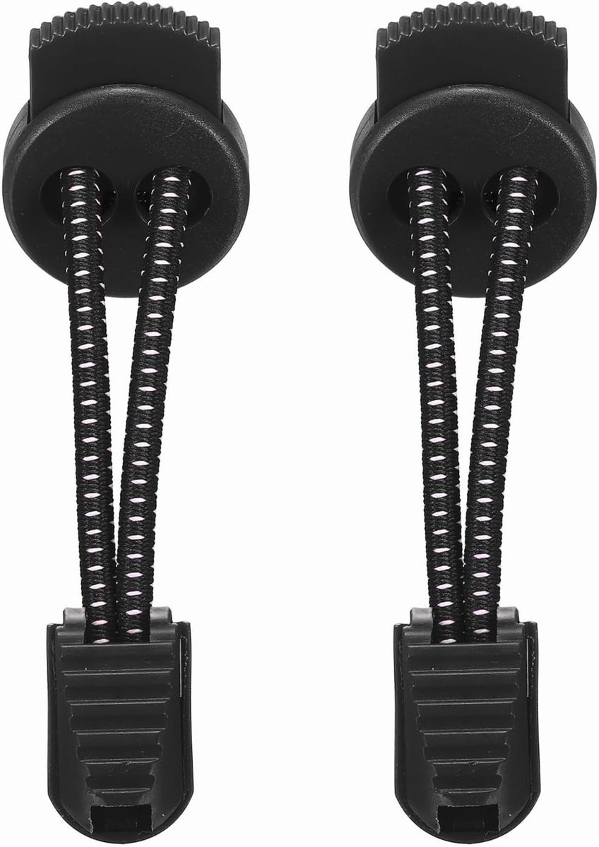 Elastische veters zonder knopen voor volwassenen met clips voor gymschoenen en tennisprint, wit en zwart, ideaal voor sport en dagelijks gebruik