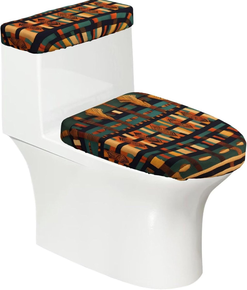 Toiletdeksel Set - Reservoirhoes - Badkamer Decoratie - Elastische Pasvorm - 2 Delig - Zwart