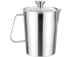 Melkopschuimer Kan - Maatbeker Schuimkan - Dranken Bereiden - Nauwkeurig Schaalontwerp - 2000ml Capaciteit - Zilver
