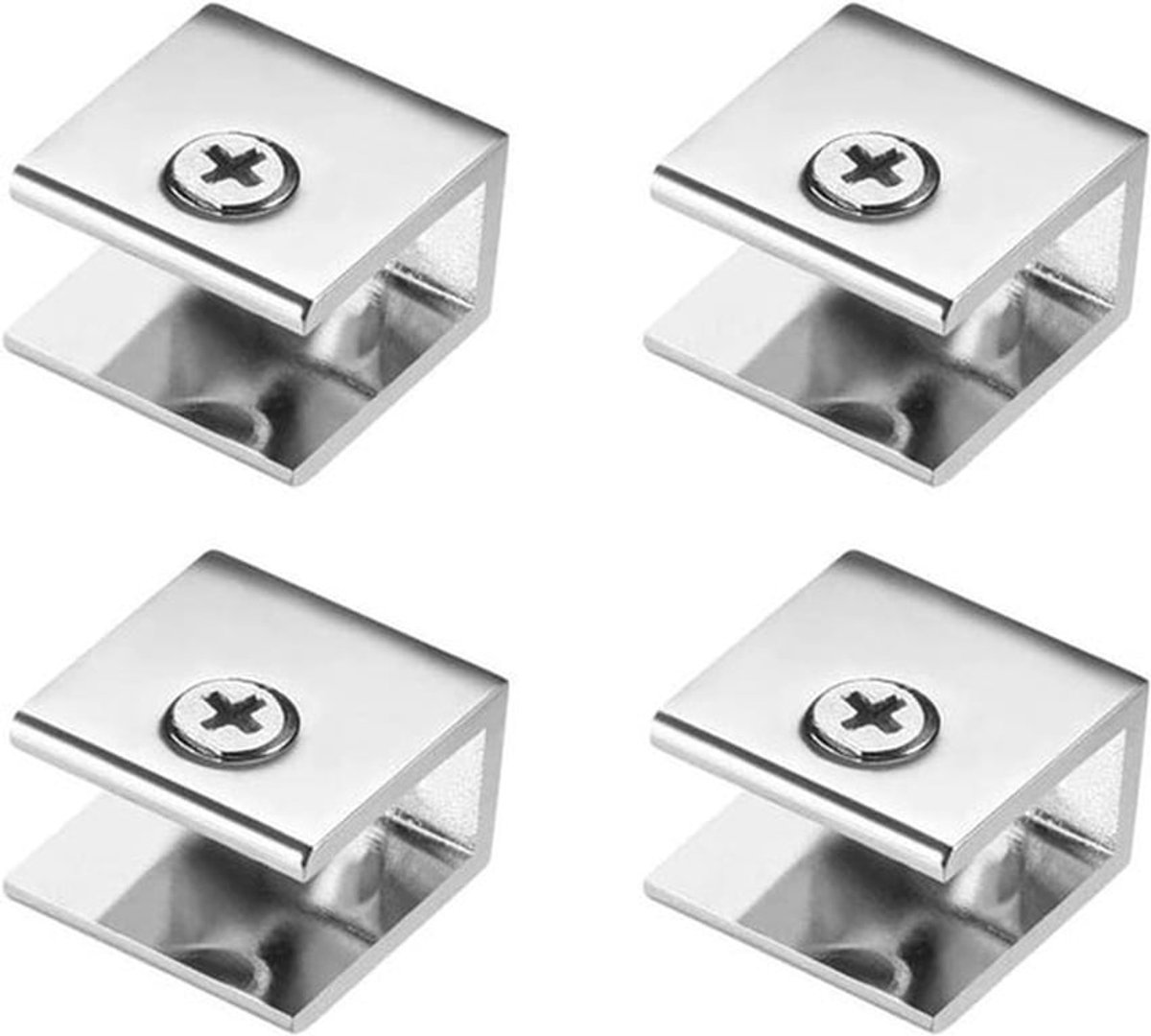 4 Stuks Glas Klem Beugels voor Badkamerplanken - Wandmontage, Voor 8-10 mm Dikte, Vensterbalustrade, Thuis, Trap, Toilet, Balkon