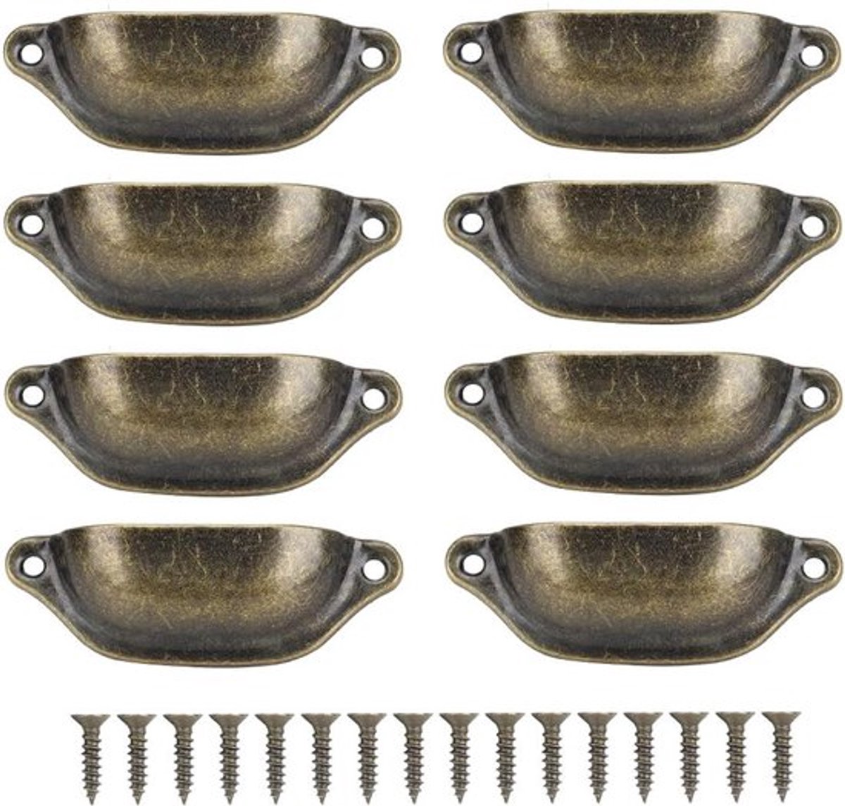 Set van 8 Retro Schelp Handgrepen 97 x 35 mm, Vintage Meubelgrepen voor Keuken, Kast en Ladekast met Schroeven