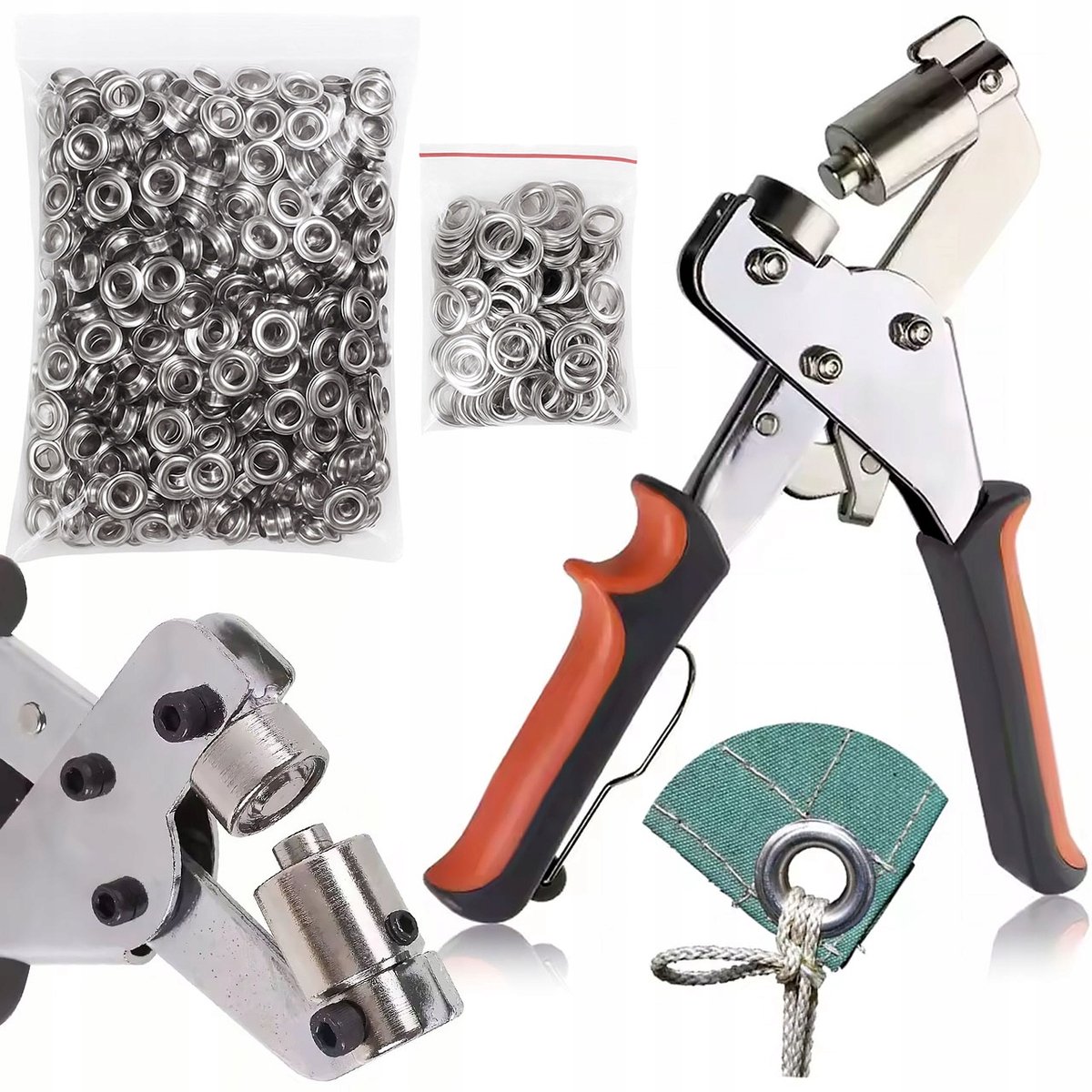 Rosfix Handmatige Oogjespers Set Magnetisch - Duurzaam Metaal, 500 Oogjes - 10 mm