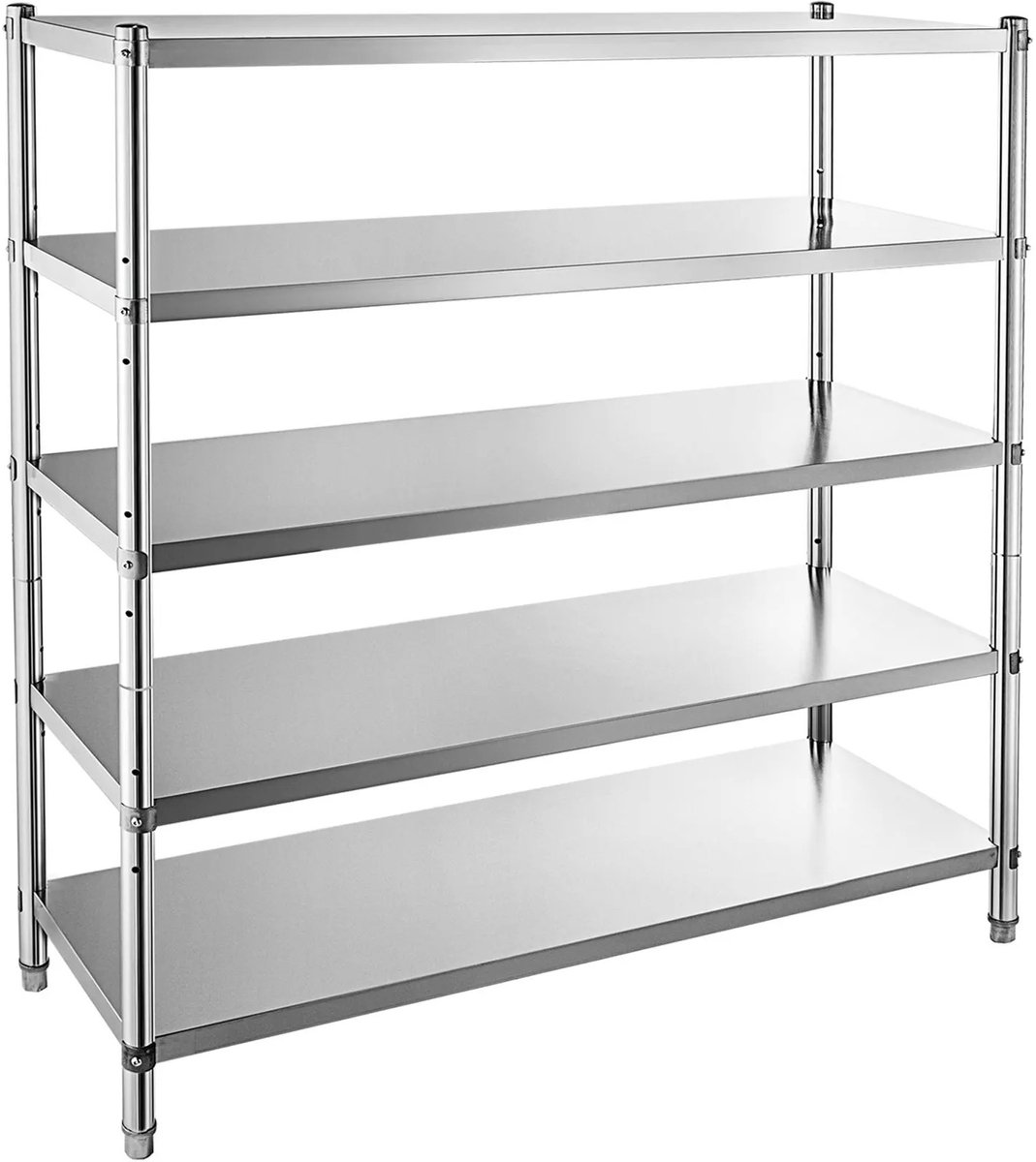 VILIMA Opbergkast - Stellingkast - Opbergrek - Kast - Roestvrijstaal - Verstelbaar - RVS - 5 lagen - 120x45,5x183cm - Zilver
