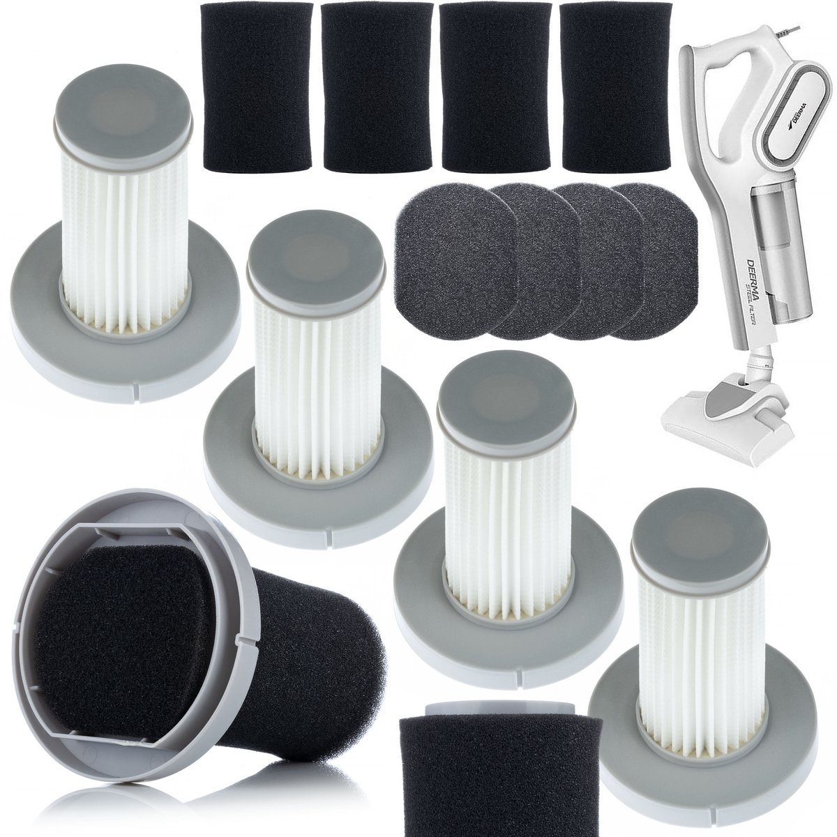 Rosfix Filterset Set Vervanging Stofzuiger - Wasbare Filters 4x Set 4x - Ø80/41x99mm - Geschikt voor Xiaomi