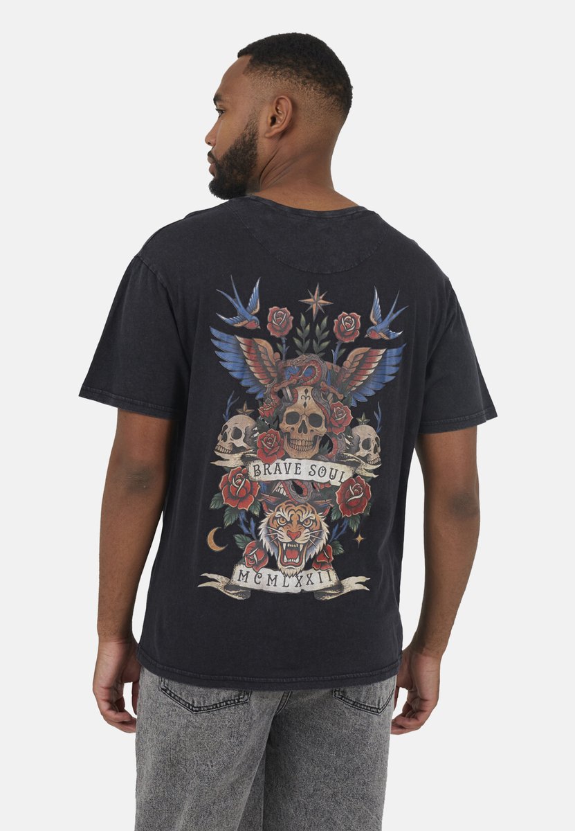 Brave Soul - T-shirt - Katoen - Mannen - Maat S - zwart