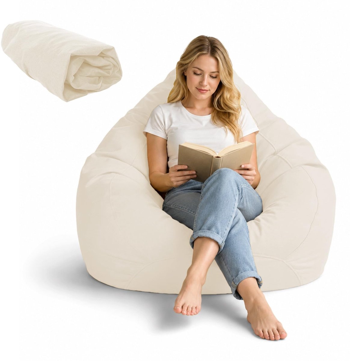 Solidchoice - XL Zitzak Cover met Opbergzakken voor Speelgoed