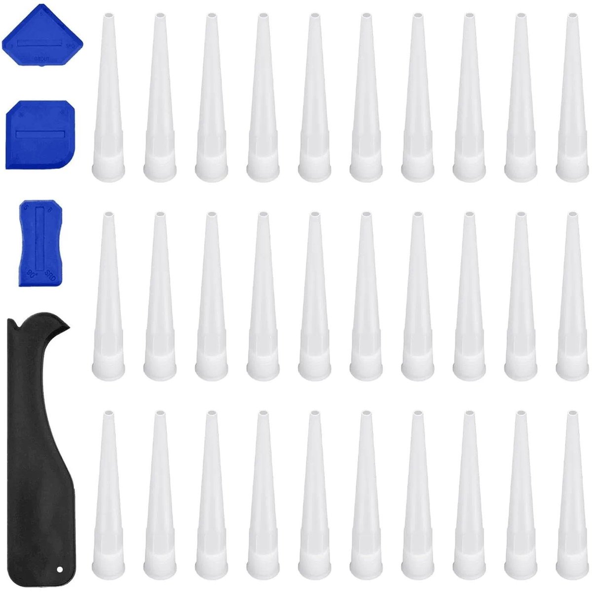 Solidchoice - 30 Stuks Siliconen Cartridpunten met Spatel - Voor Lijm en Afdichtmiddelen