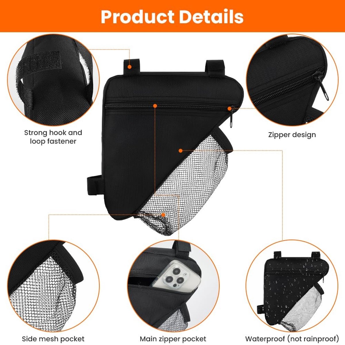 Solidchoice - Waterdichte Fietstas Triangle Bag voor Telefoon en Snacks