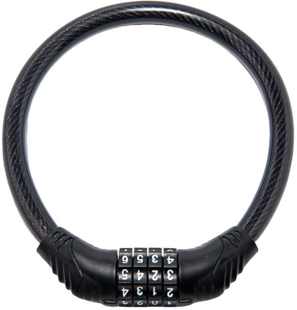 4-cijferig staalkabel ringcombinatieslot lengte 40 cm, compact fiets- en helmslot, veiligheidsslot met zinklegering sluitkern, zwart