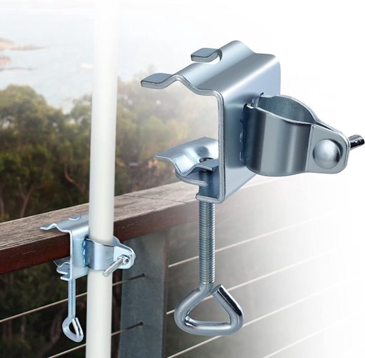 Parasolhouder voor Balkon en Terras, Verstelbare Parasol Clip, Ideaal voor Tafel en Balkonrails, Draagbare Parasolstandaard