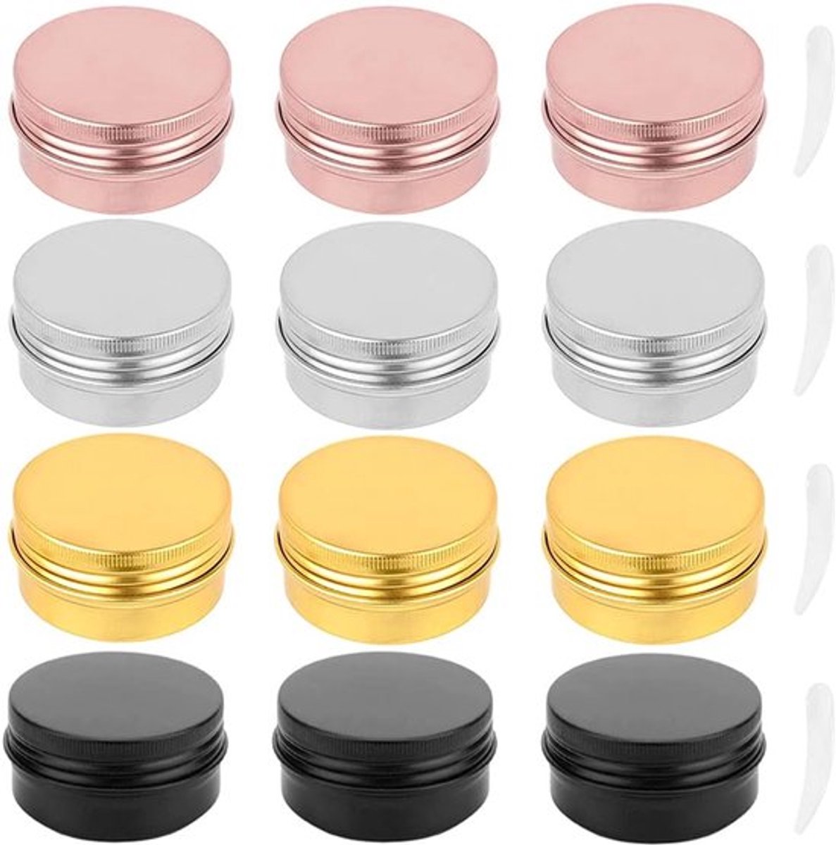 12 stuks 20 ml aluminium tinpotjes - ronde lege cosmetische containers voor snoep - sieraden - DIY - ambachten - crème - monsterpoeder - make-up opslag - multicolor - modern ontwerp