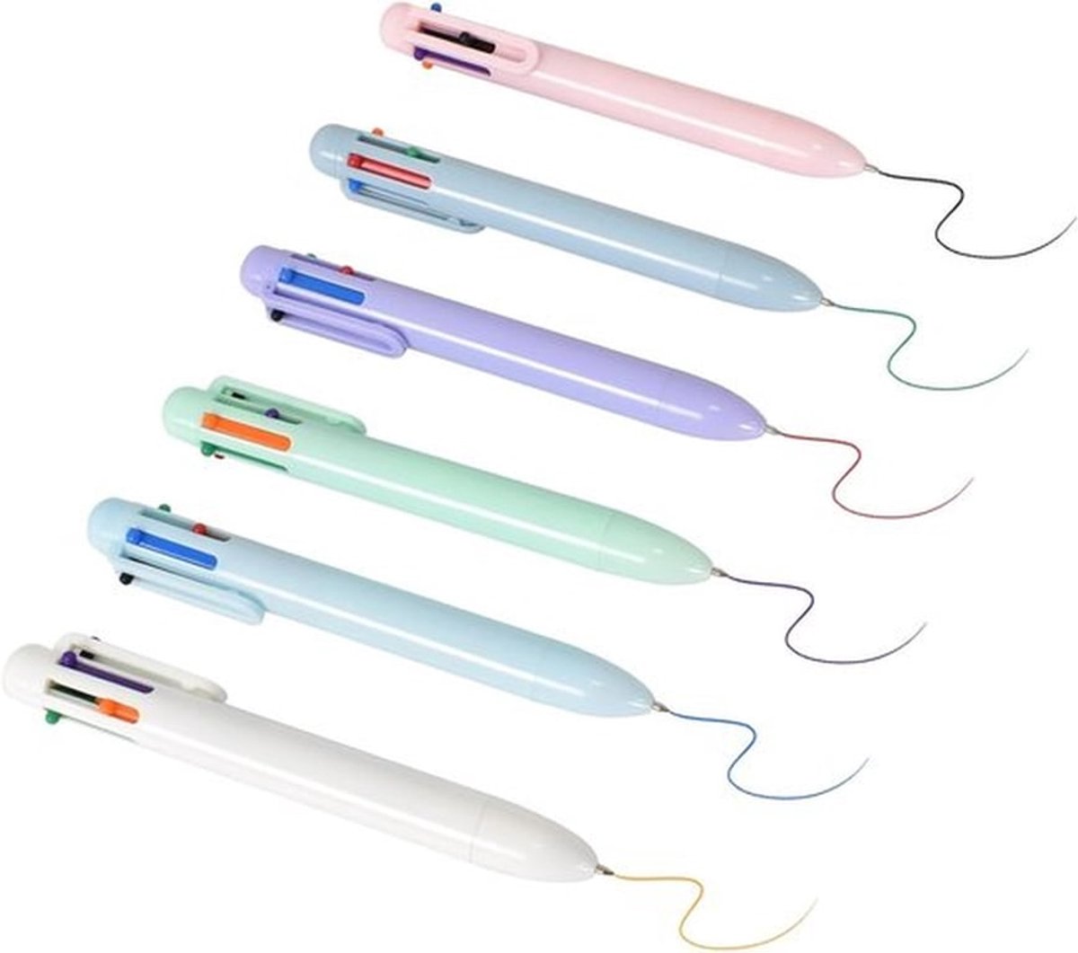 6-kleurige potloden-set - 6 Kleuren - 6 Stukken - Zwarte Inkt Balpen - Blauw - Rood - Groen - Paars - Oranje - Ideaal voor Kantoorbenodigdheden - School - Universiteit - Kantoor