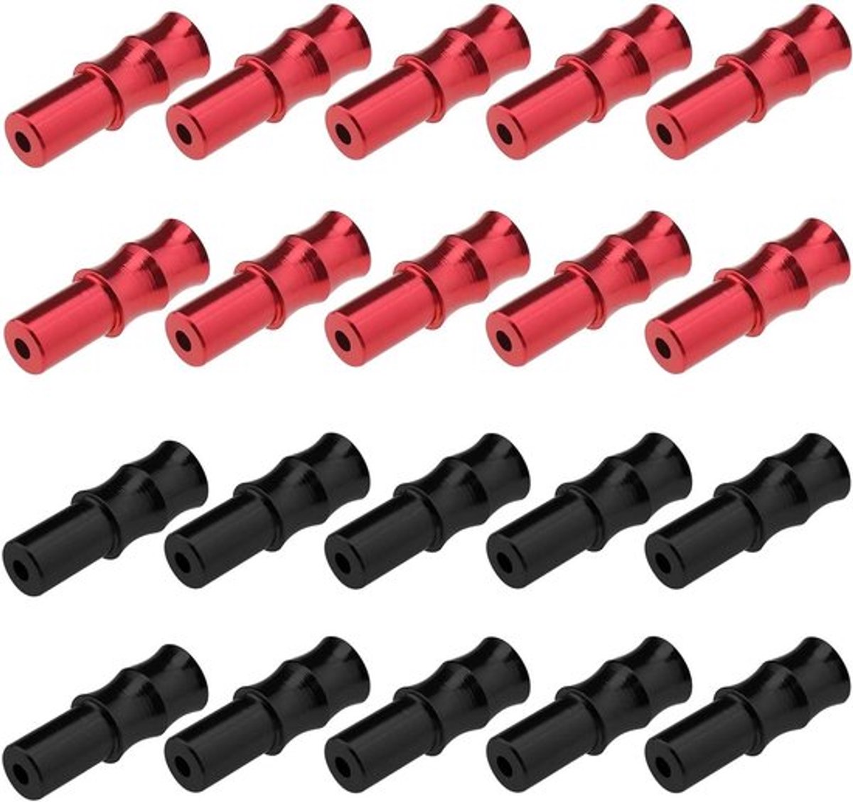 Fiets Shift Kabel End Mouwen - Adereindhulzen Set - Zwart Rood - Remkabel End Mouwen - Behuizing Adereindhulzen - Geschikt voor 4Mm & 5Mm Gear Kabel - Aluminium Legering Cap