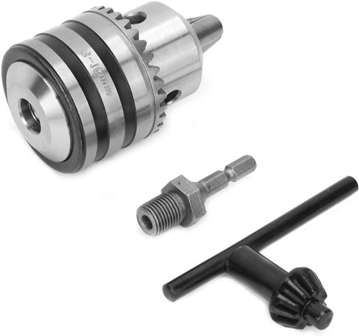 Boorhouder 3.0-16MM met 1/2-20UNF adapterset, sleuteltype boorkop en hex adapter voor precisiewerk