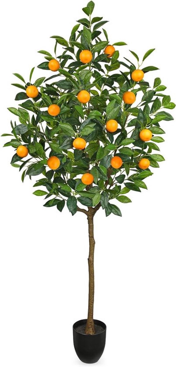 Grote kunst sinaasappelboom 150 cm hoog in pot voor binnen en buiten - moderne decoratie voor badkamer, woonkamer, slaapkamer, balkon.