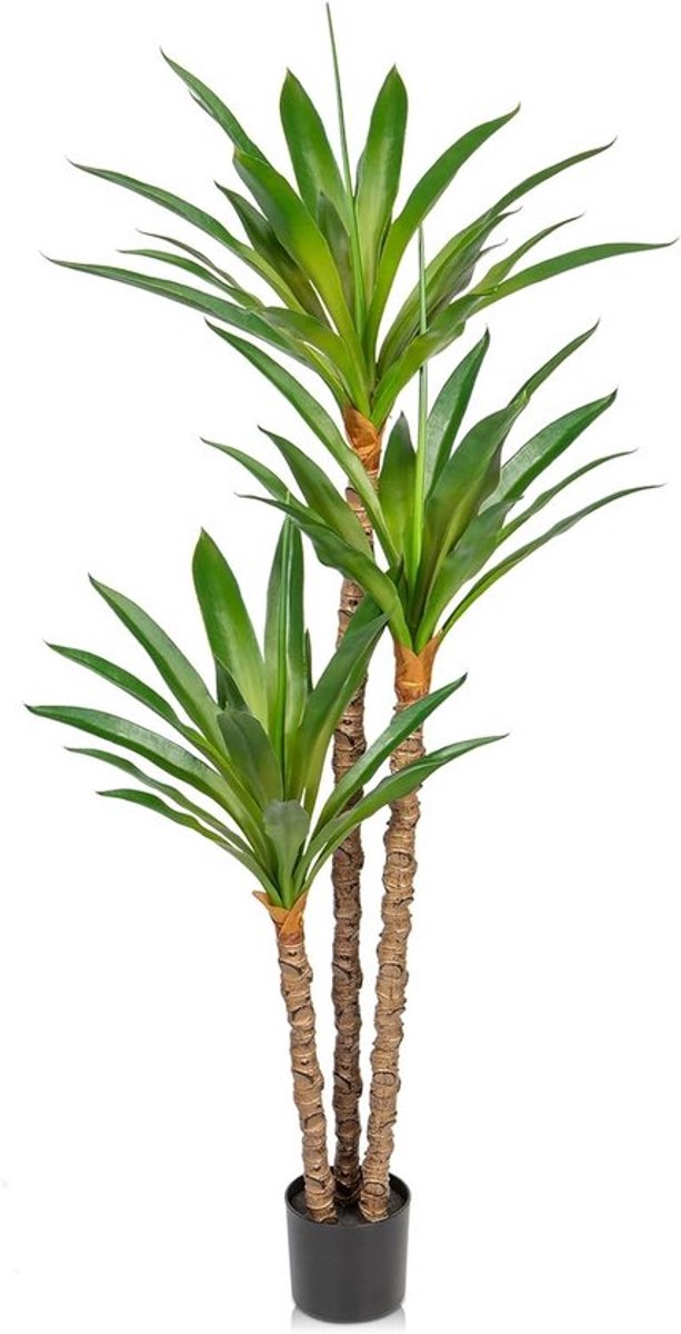 Grote Kunstmatige Yucca Boom van 1.7m met 3 Afneembare Agave Koppen voor Binnen en Buiten, Tropische Planten voor Woonkamer en Kantoor Decoratie, 170cm