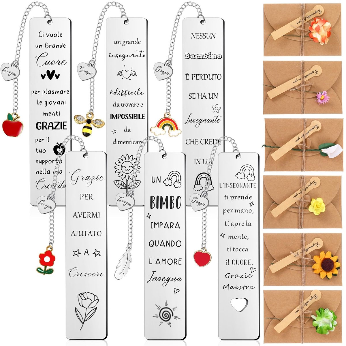 Solidchoice - Set van 6 Metalen Boekenleggers voor Leraren