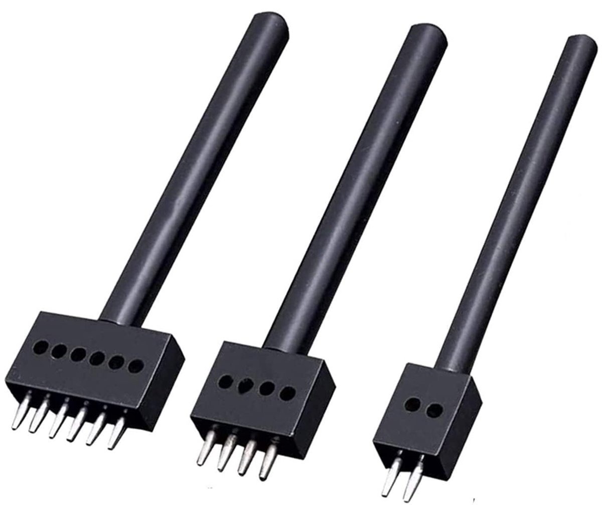 Solidchoice - 3-delige Leerpons Set voor Handwerk