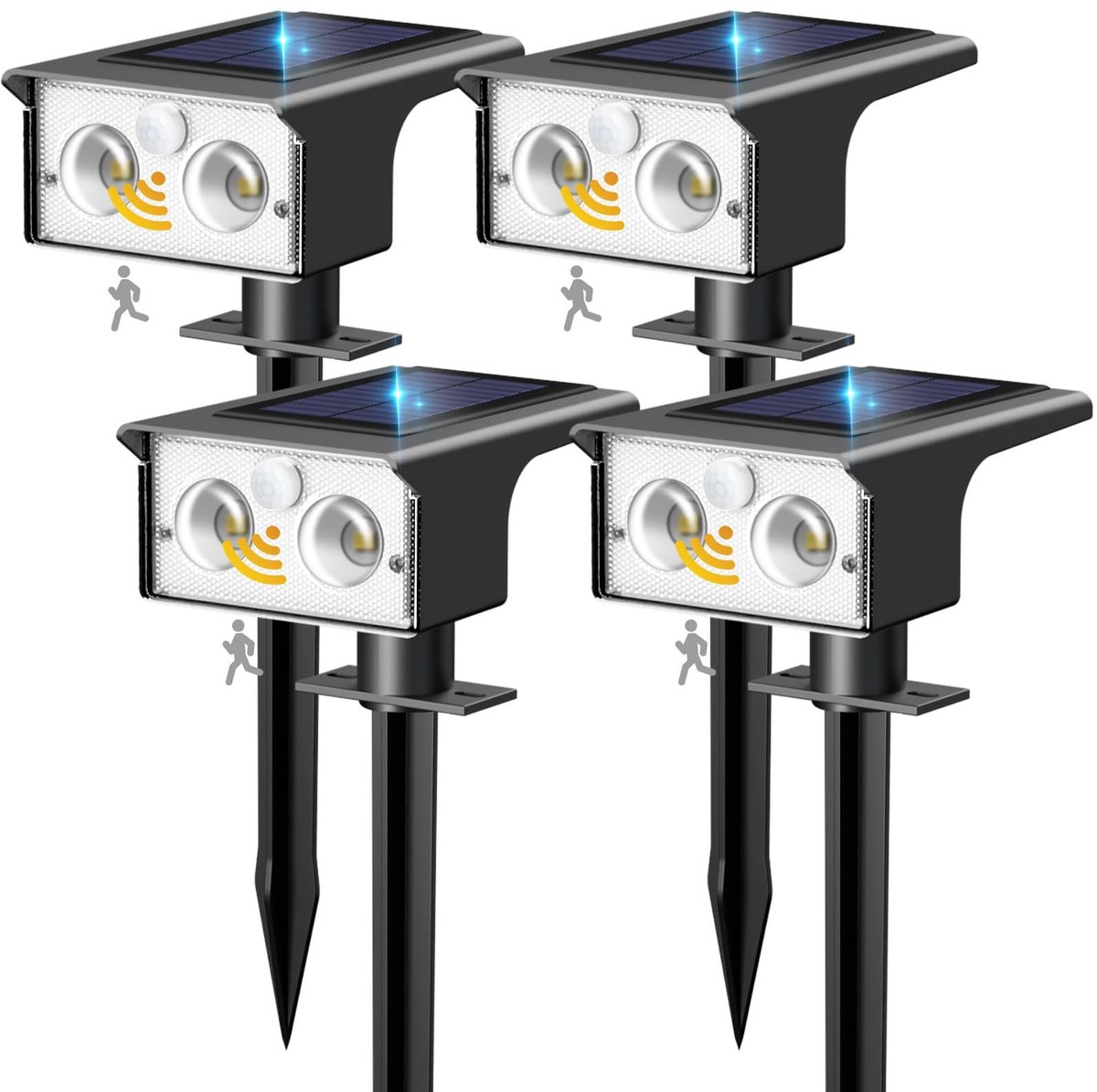 Solidchoice - 4 Solar Buitenlampen met Bewegingssensor Warm Wit