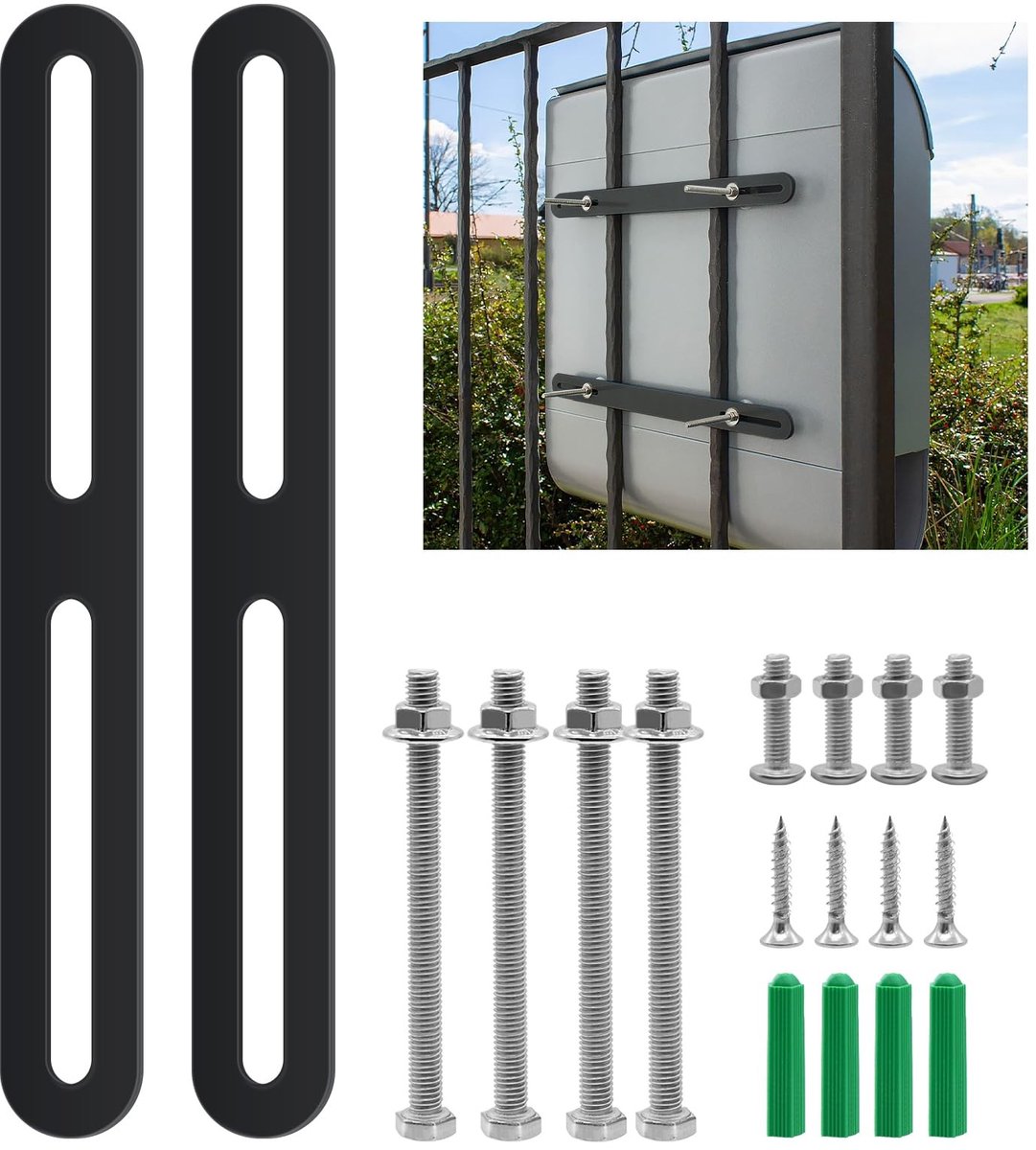 Solidchoice - Set van 2 RVS Bevestigingssteunen voor Fence Mailbox