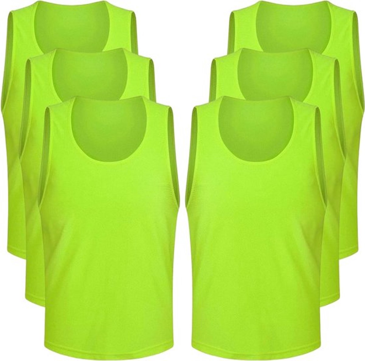 Trainingstas voor volwassenen, 6-delige set, ademende vesten, voetbal- en volleybaltraining, fluorescerend groen, teamuitrusting, mesh scrimmage bibs