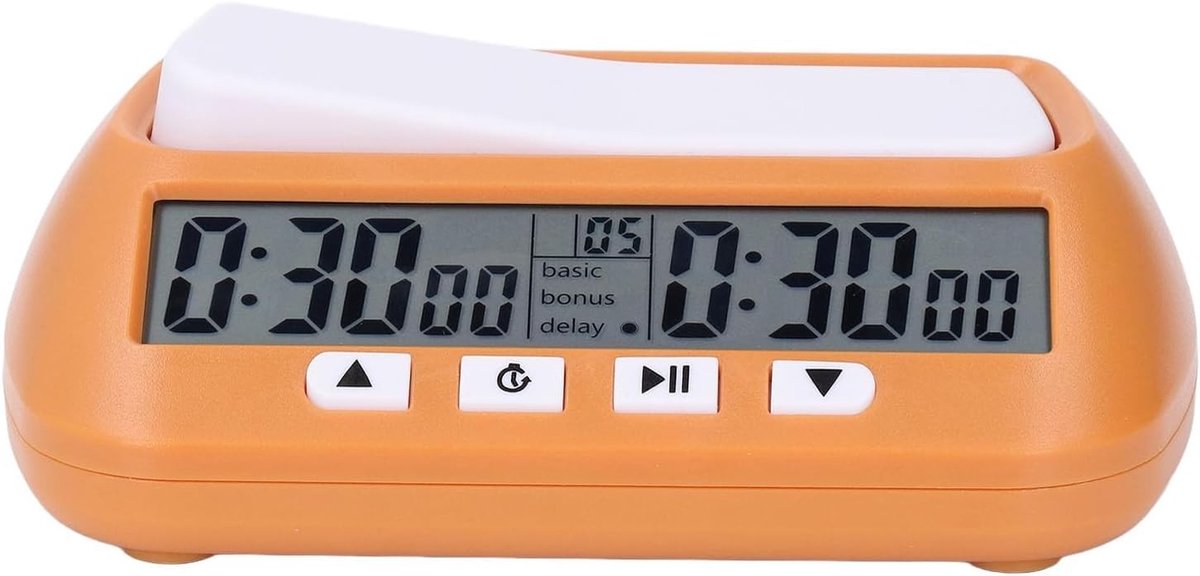 Multi-functionele Schaakklok met Vertraging, Eerste Speler Selectie en Beweegbare Aanpassing voor Schaakspellen, Batterijgevoed en Duidelijk Display