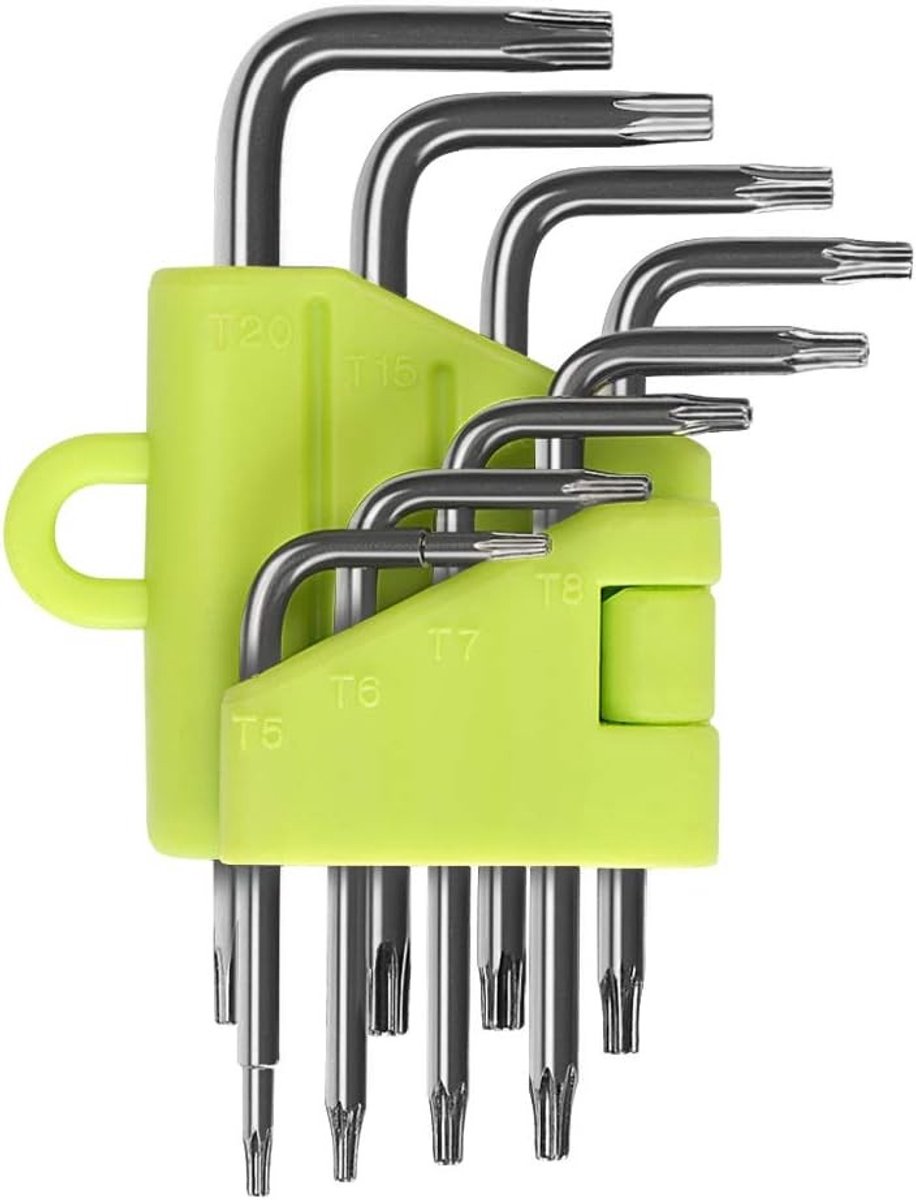 Set van 8 Torx Sleutels en Hex Sleutels - T5 T6 T7 T8 T9 T10 T15 T20 - Handgereedschap voor Precisiewerk en Onderhoud