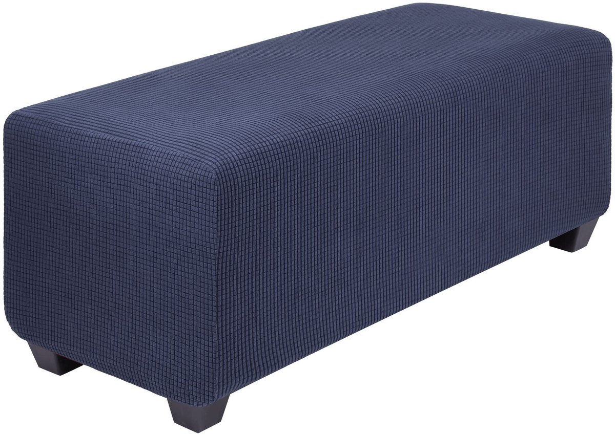 Solidchoice - Elastische Poef Hoes van Jacquard Stof met Kleine Ruitjes