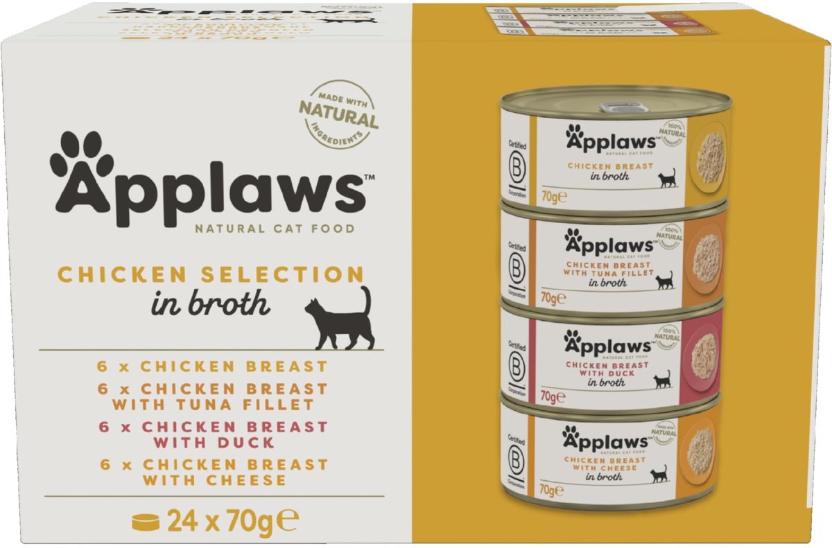 Solidchoice - Natuurlijke Vochtige Kattenvoeding met Kip, Multipack van 24 x 70 g
