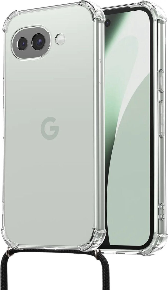 Transparant Hoesje met Koord Geschikt voor Google Pixel 10a - Case Schokbestendig TPU - Shockproof Back Cover met Ketting - Doorzichtig