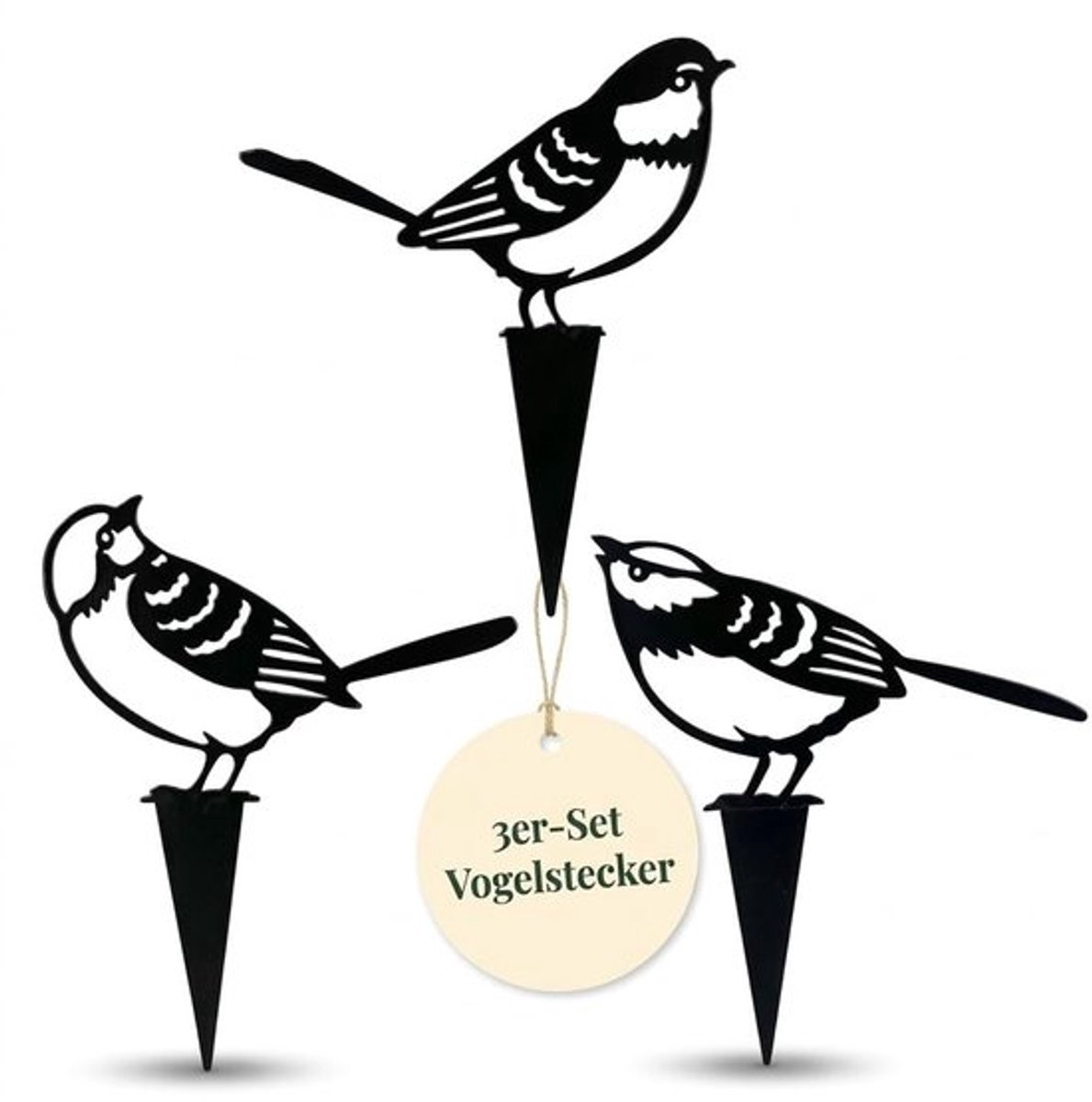 Tuinsteker 3-delige set vogels - Tuindecoratie - Bloemensteker - Ornamenten - Metalen stekers - Unieke decoratie voor tuin