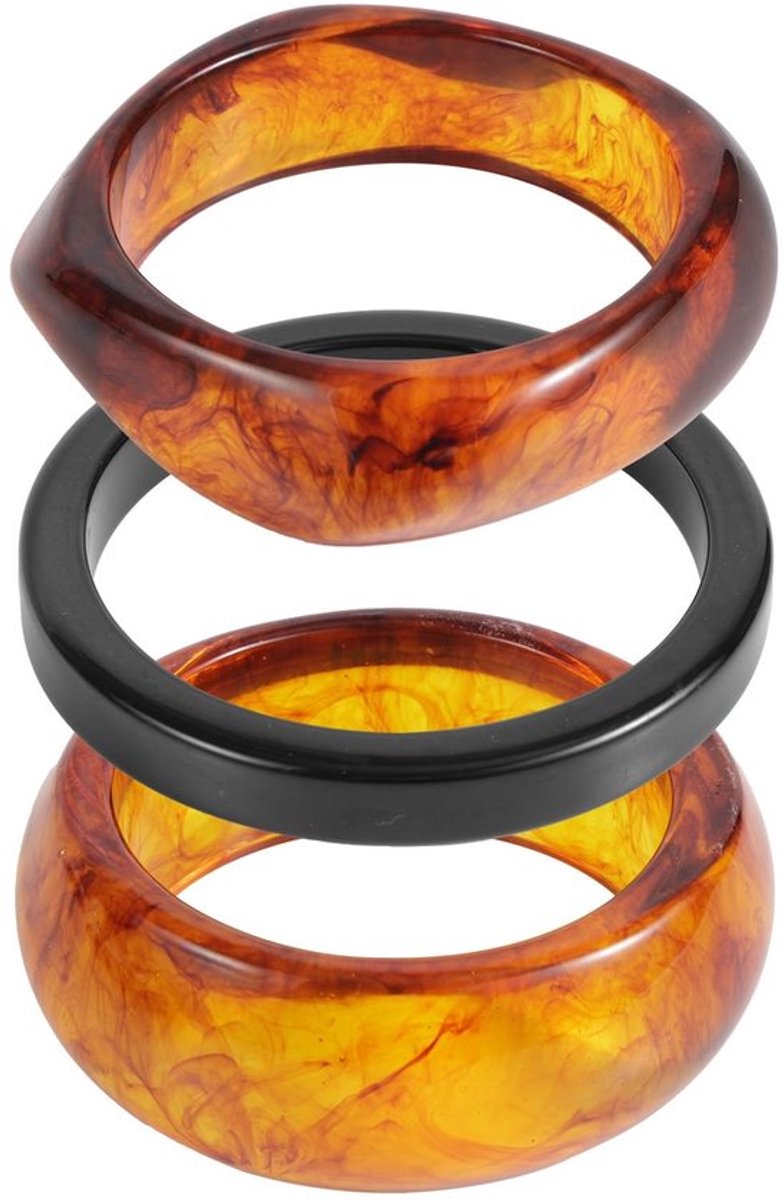 Harsarmbanden Set - Modieuze Stapelbare Armbanden - Geometrische Armbanden - Acryl Hars - Binnendiameter 6,5 cm - 3 Stijlen