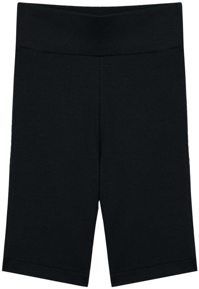 Korte Legging Dames – Biker Short Dames – High Waist Ribbed Sportlegging – Katoen – Zwart – XL