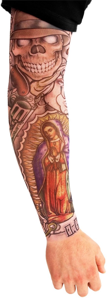Gangsta Tattoo Skin Mouw - Carnaval Halloween Feest