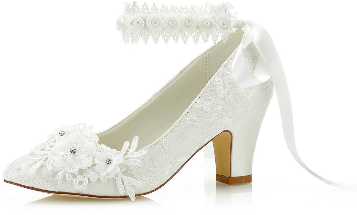 Solidchoice - Dames Bruidschoenen met Gesloten Neus en Mid Heel
