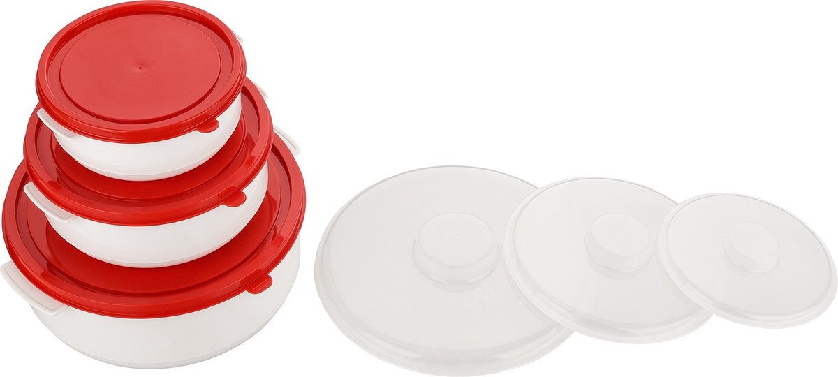 Solidchoice - 3-delig Magnetron Servies Set Rood/Wit