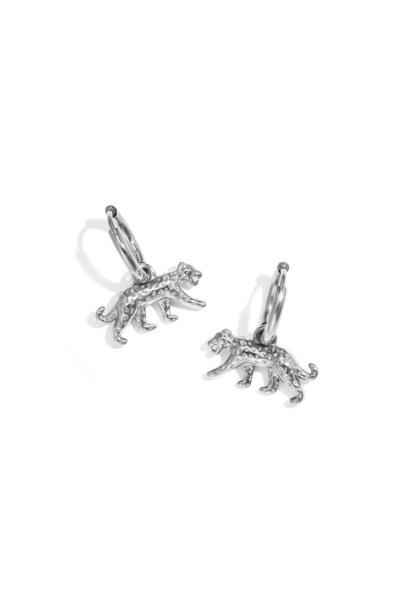 Kyra - Luipaard Oorbellen - Stainless Steel - - Zilver