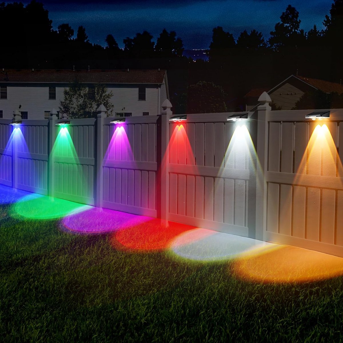 Set van 8 Solar Buitenlampen voor Schutting en Muur - 11 Modi, Warm Wit & RGB