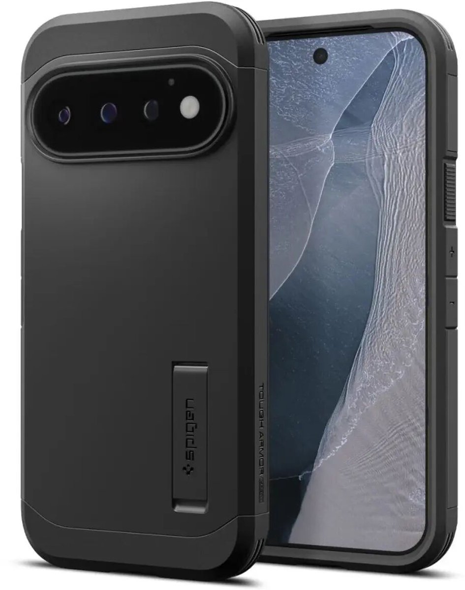 Spigen Tough Armor Hoesje Geschikt voor Google Pixel 11 Pro | Compatibel met MagSafe / Qi2 | Back Cover Militaire Standaard | Kickstand | Zwart