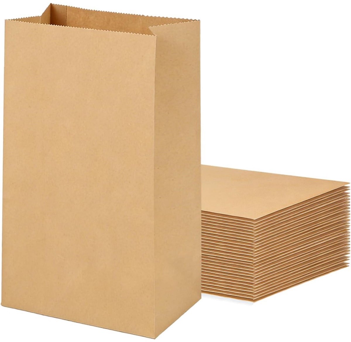 SSTRWGOOD 50 Stuks Cadeautassen - Kraftpapieren Geschenkzakken - 18x9x5,5cm - Multifunctioneel en Opvouwbaar - Geschikt voor Verjaardag, Bruiloft en Feestjes - Gemaakt van Duurzaam Bruin Kraftpapier