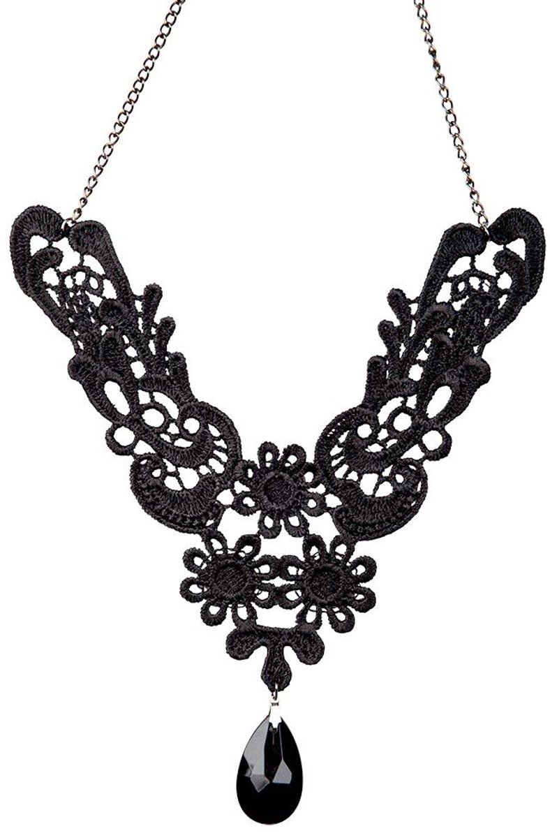 Zwarte kanten gotische ketting