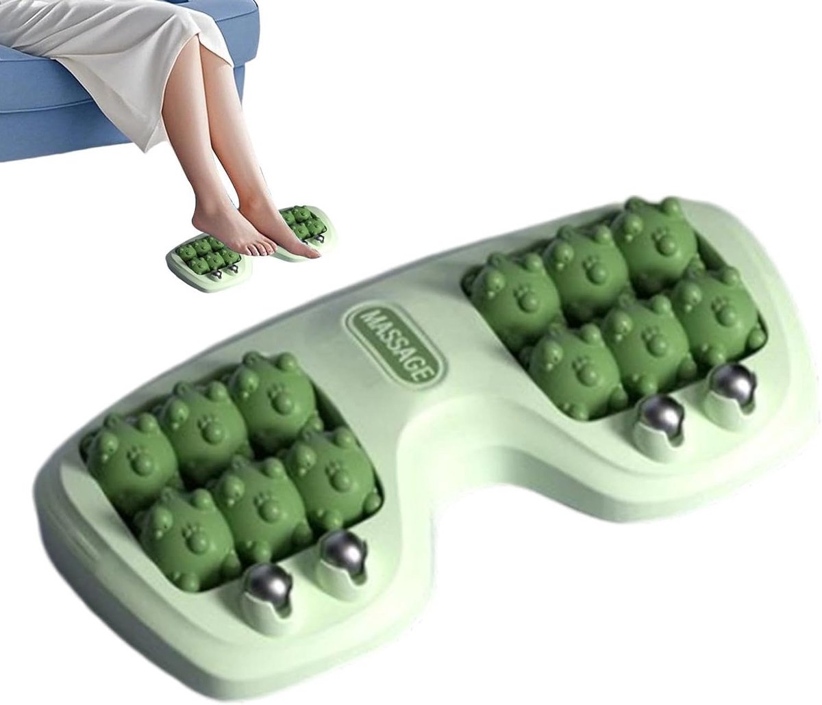 Dubbele voetmassagerol, acupressuur reflexologie voor plantaire fasciitis, stressverlichting en betere doorbloeding, thuis en kantoor（groente）