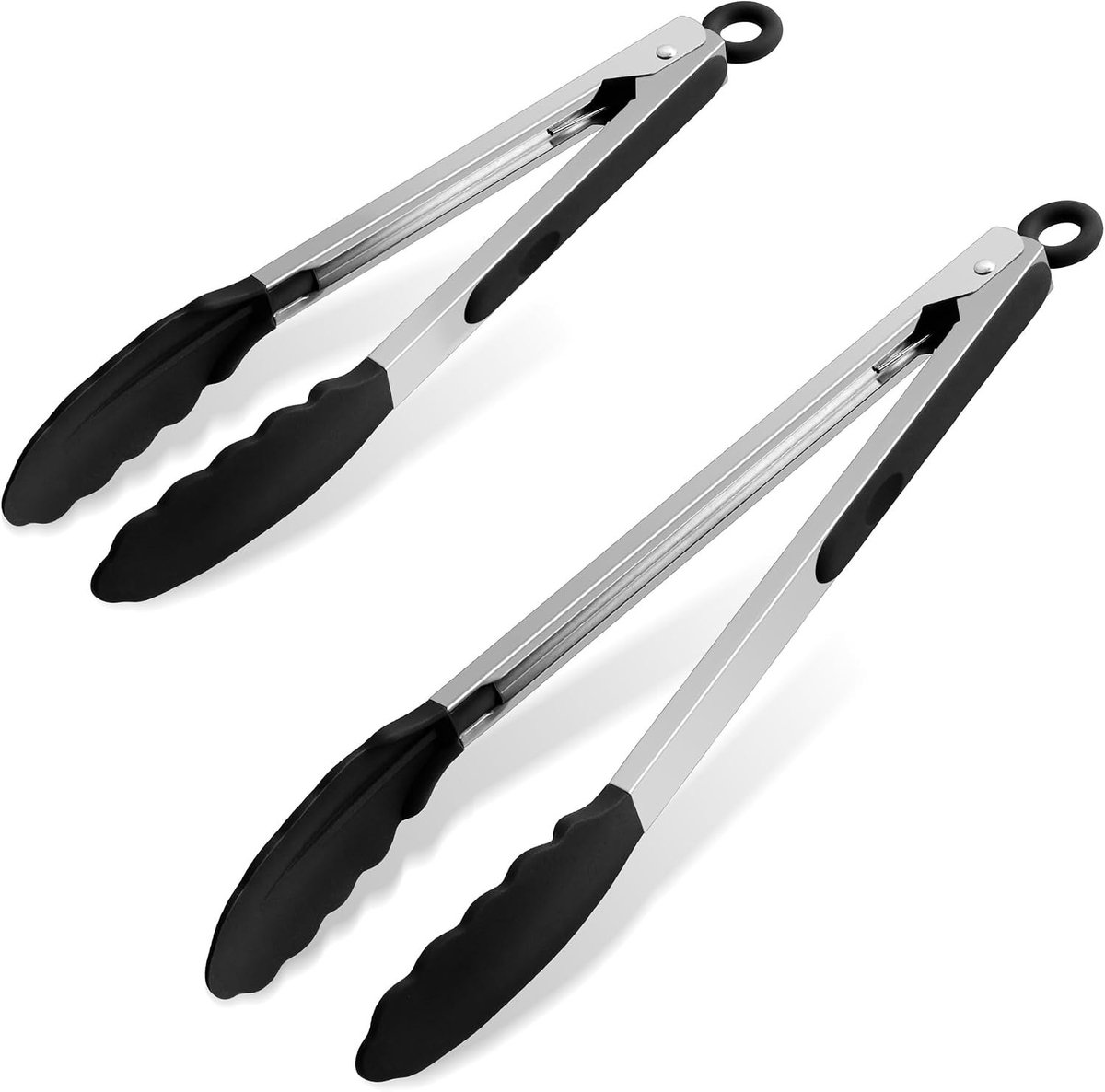 Set van 2 RVS Keukentangen van 35 cm en 27 cm met Siliconen Grip en Antiaanbak Tip, Ideaal voor Grillen en Koken, Makkelijk te Reinigen en Op te Bergen