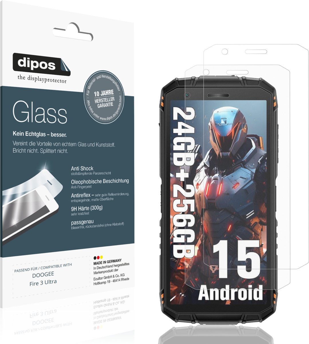 dipos – 2x Matte Pantserfolie geschikt voor DOOGEE Fire 3 Ultra | 9H Screenprotector