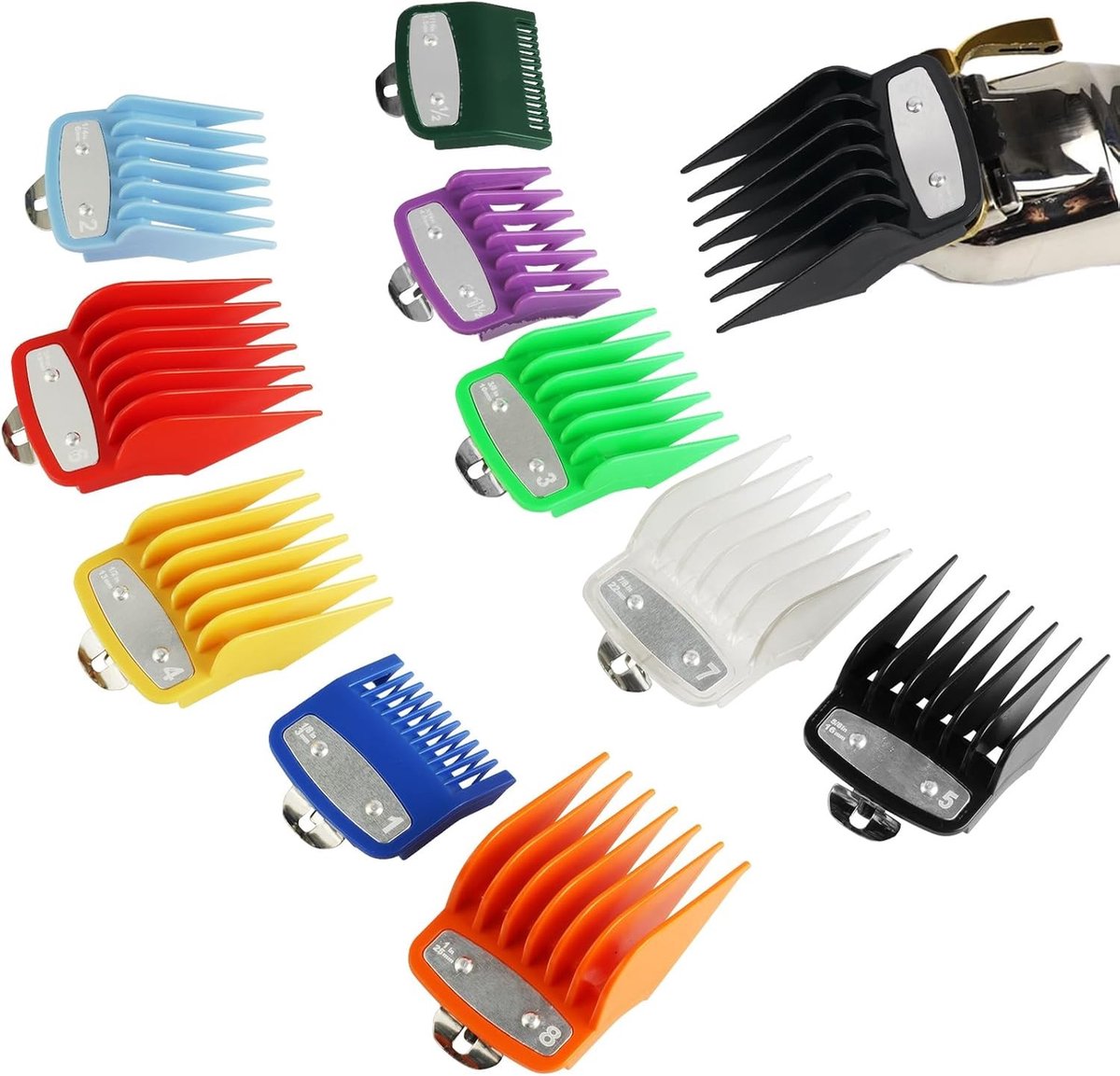 Set van 10 Glijdende Kammen voor Knipmachine, Haartrimmer Gids Kammen van 1.5mm tot 25mm voor Kappers en Haarstyling Tools