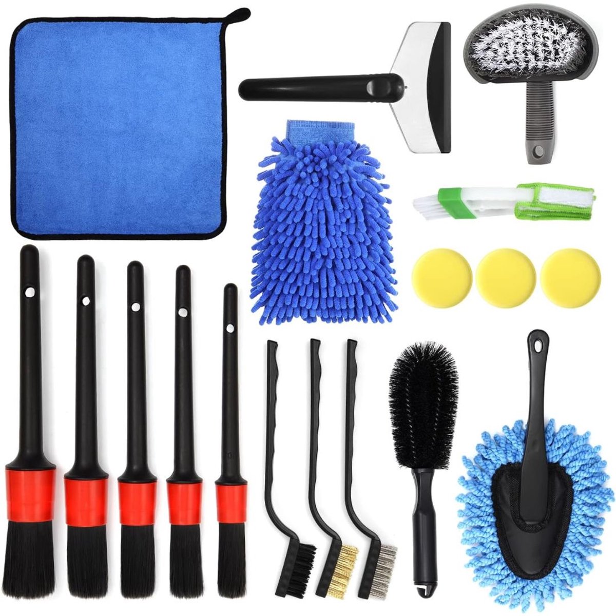 KIRA® Autowasborstel - Voor Auto, Caravan & Ramen - Auto Wassen - Autowasborstels - Blauw - 28cm x 21cm x 11cm